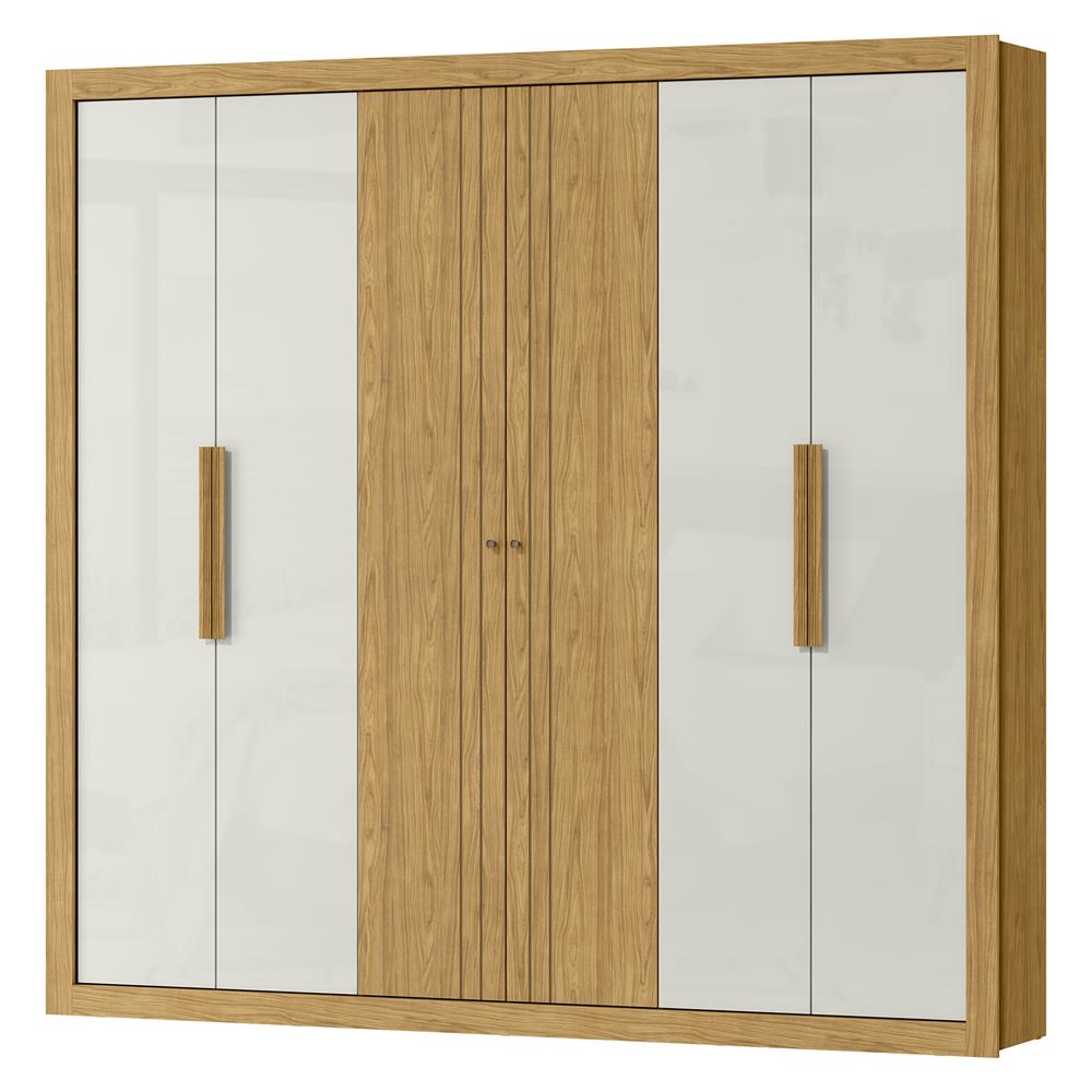 Guarda-roupa grande para casal 100% MDF 6 portas 3 gavetas Montecarlo - marrocos / off-white  RG129 