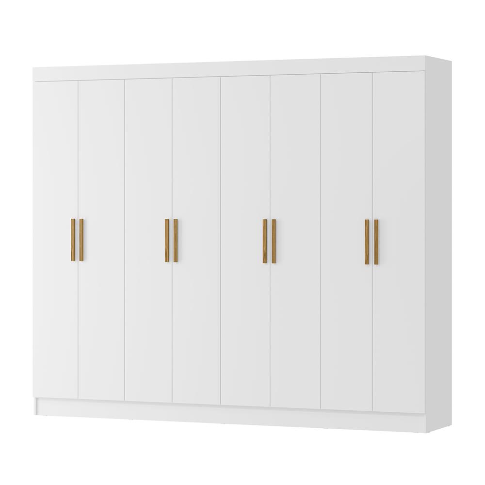 Guarda-roupa grande casal 8 portas 4 gavetas Tauri - branco neve / branco neve  RG138 