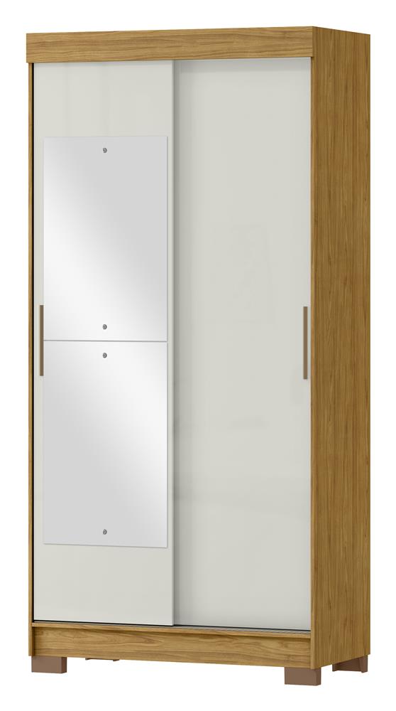 Guarda-roupa solteiro 2 portas de correr 2 gavetas Antares - com espelho - marrocos / off-white  RD041.E