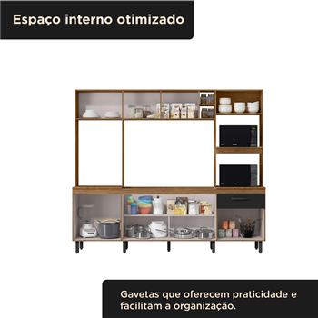 Cozinha compacta grande 6 portas 1 gaveta Zoe - freijó / nero CC035 