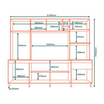 Cozinha compacta grande 6 portas 1 gaveta Zoe - freijó / nero CC035 