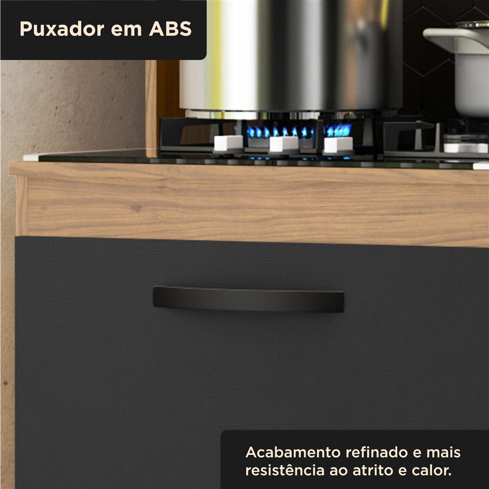 Cozinha compacta grande 6 portas 1 gaveta Zoe - freijó / nero CC035 