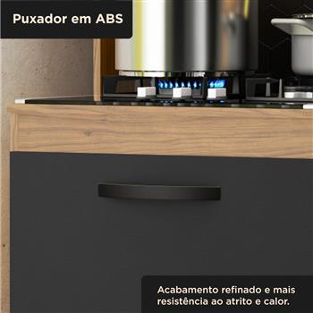 Cozinha compacta grande 6 portas 1 gaveta Zoe - freijó / nero CC035 