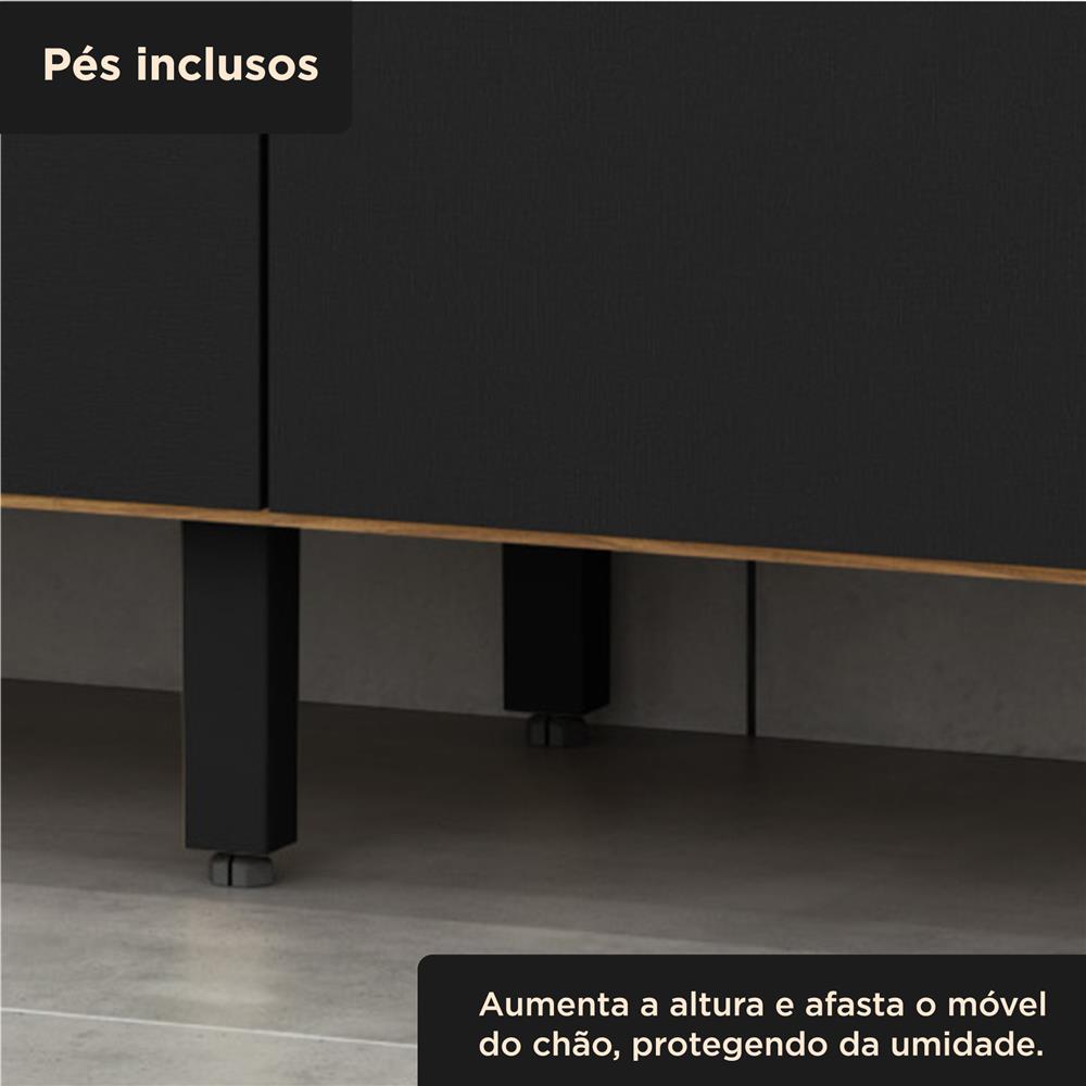 Cozinha compacta grande 6 portas 1 gaveta Zoe - freijó / nero CC035 