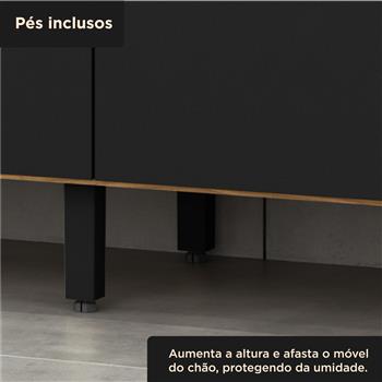 Cozinha compacta grande 6 portas 1 gaveta Zoe - freijó / nero CC035 