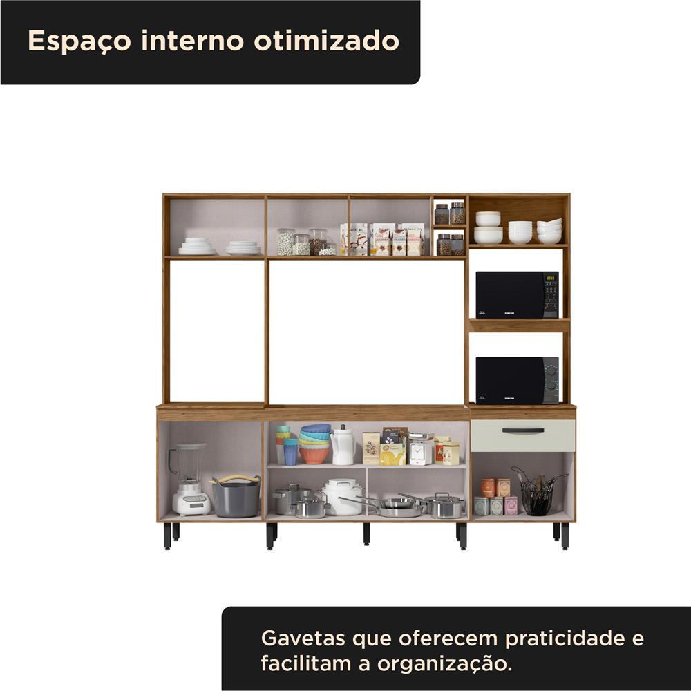 Cozinha compacta grande 6 portas 1 gaveta Zoe - freijó / off-white CC035 