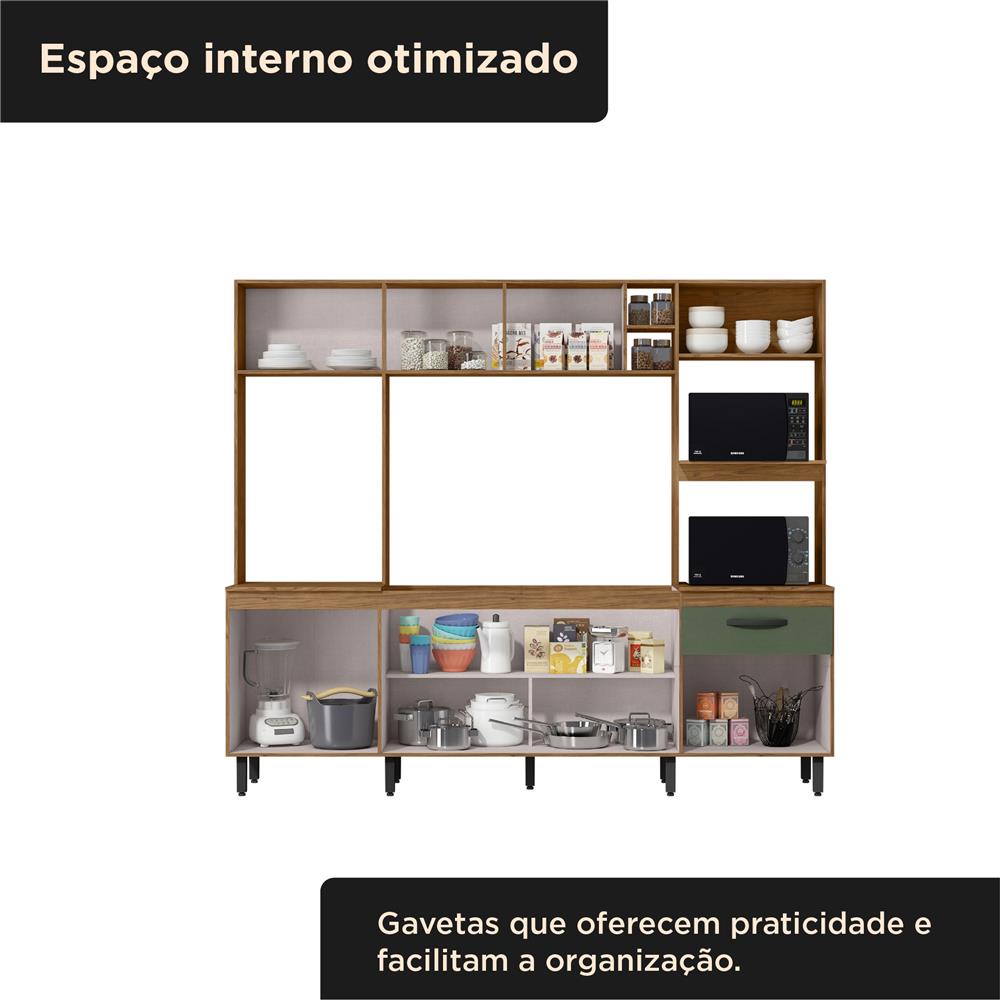 Cozinha compacta grande 6 portas 1 gaveta Zoe - freijó / Jade CC035 