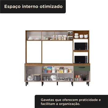 Cozinha compacta grande 6 portas 1 gaveta Zoe - freijó / Jade CC035 
