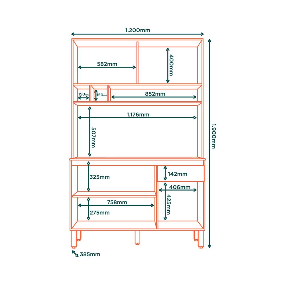 Cozinha compacta 4 portas 1 gaveta Liz - marrocos / off-white CC038 