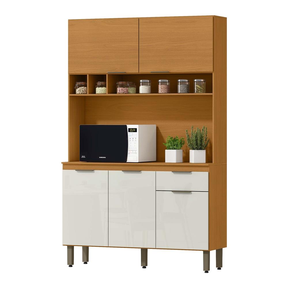 Cozinha compacta 4 portas 1 gaveta Liz - cinamomo / off-white CC038.N 