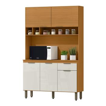 Cozinha compacta 4 portas 1 gaveta Liz - cinamomo / off-white CC038.N 