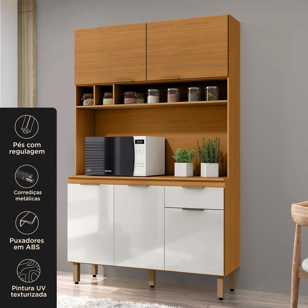 Cozinha compacta 4 portas 1 gaveta Liz - cinamomo / off-white CC038.N 