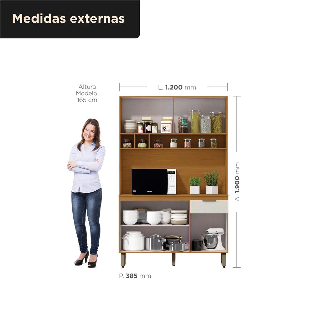 Cozinha compacta 4 portas 1 gaveta Liz - cinamomo / off-white CC038.N 