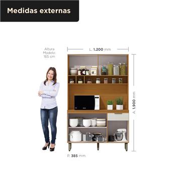 Cozinha compacta 4 portas 1 gaveta Liz - cinamomo / off-white CC038.N 