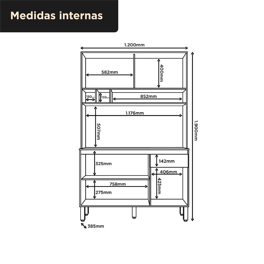 Cozinha compacta 4 portas 1 gaveta Liz - cinamomo / off-white CC038.N 