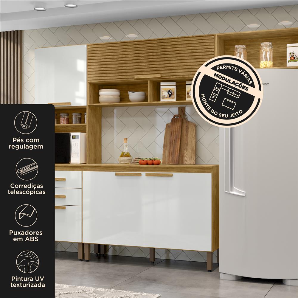 Cozinha Compacta 6 portas 2 gavetas Sara - Balcão simples - marrocos / off-white  CC043 