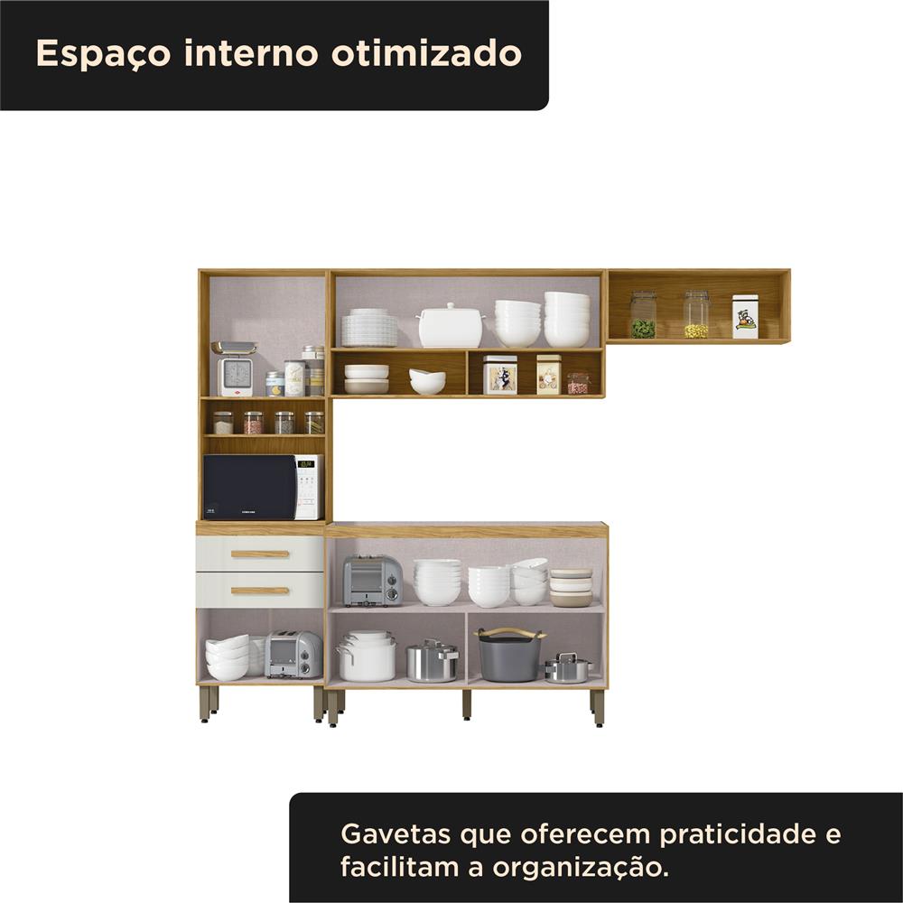 Cozinha Compacta 6 portas 2 gavetas Sara - Balcão para pia - marrocos / off-white  CC043 