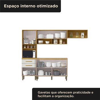 Cozinha Compacta 6 portas 2 gavetas Sara - Balcão para pia - marrocos / off-white  CC043 