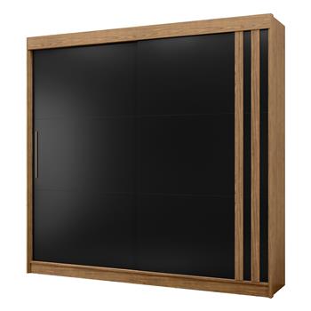 Guarda-roupa grande para casal 100% MDF 2 portas de correr 4 gavetas Seul - freijó / nero RD024 