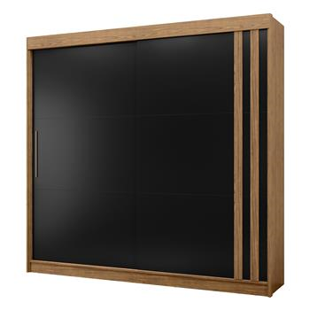 Guarda-roupa grande para casal 100% MDF 2 portas de correr 4 gavetas Seul - freijó / nero RD024 