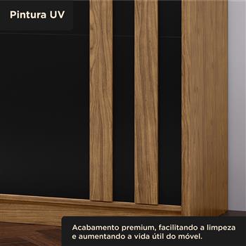 Guarda-roupa grande para casal 100% MDF 2 portas de correr 4 gavetas Seul - freijó / nero RD024 