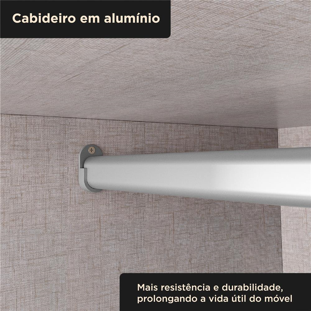 Guarda-roupa grande para casal 100% MDF 2 portas de correr 4 gavetas Seul - com espelho - freijó / nero RD024.E 