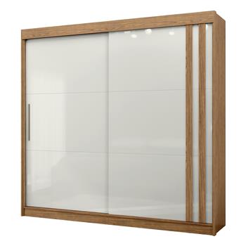 Guarda-roupa grande para casal 100% MDF 2 portas de correr 4 gavetas Seul - freijó / off-white RD024 