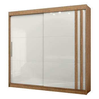 Guarda-roupa grande para casal 100% MDF 2 portas de correr 4 gavetas Seul - freijó / off-white RD024 