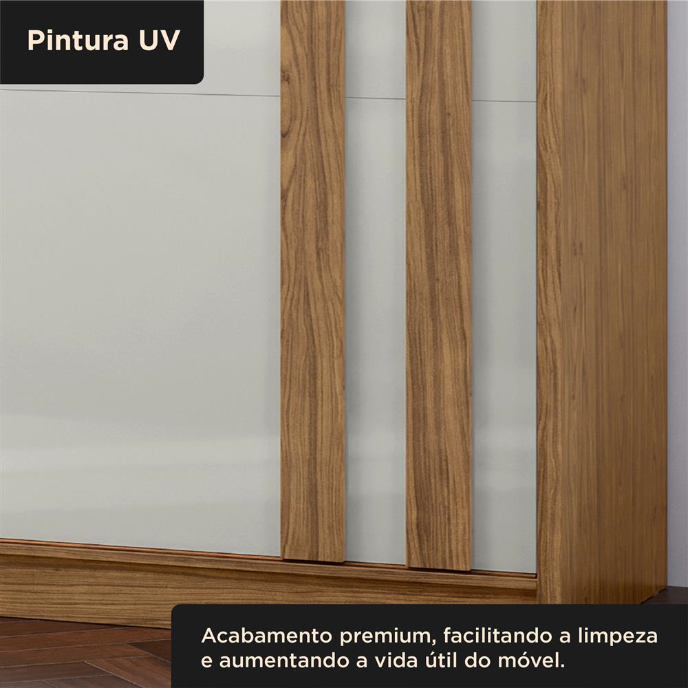 Guarda-roupa grande para casal 100% MDF 2 portas de correr 4 gavetas Seul - freijó / off-white RD024 