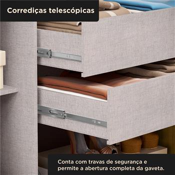 Guarda-roupa grande para casal 100% MDF 2 portas de correr 4 gavetas Seul - com espelho - freijó / off-white RD024.E 