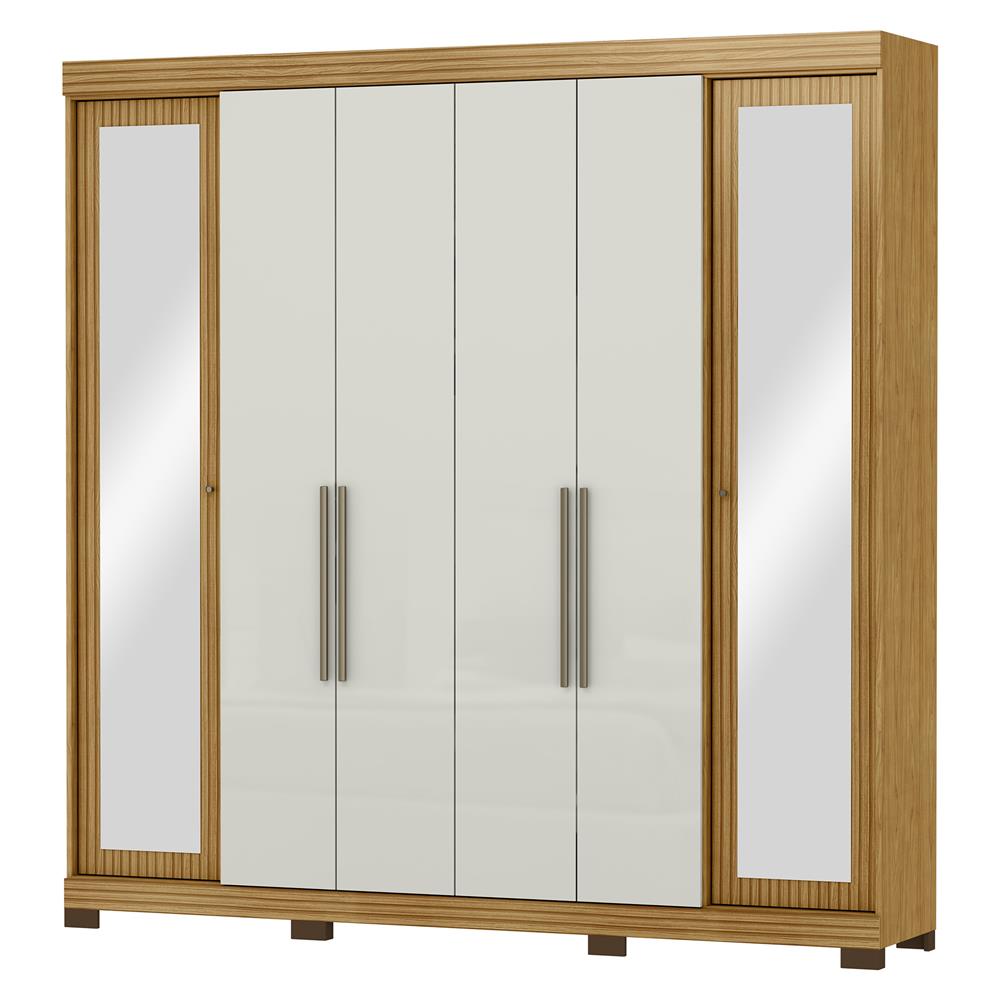 Guarda-roupa grande para casal 6 portas 2 gavetas com espelho Bogotá - com espelho - marrocos / off-white RG074.E 