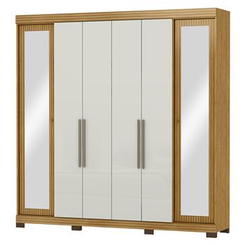 Guarda-roupa grande para casal 6 portas 2 gavetas com espelho Bogotá - com espelho - marrocos / off-white RG074.E 