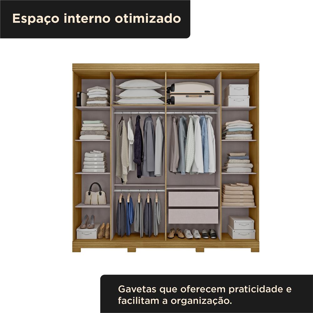 Guarda-roupa grande para casal 6 portas 2 gavetas com espelho Bogotá - com espelho - marrocos / off-white RG074.E 