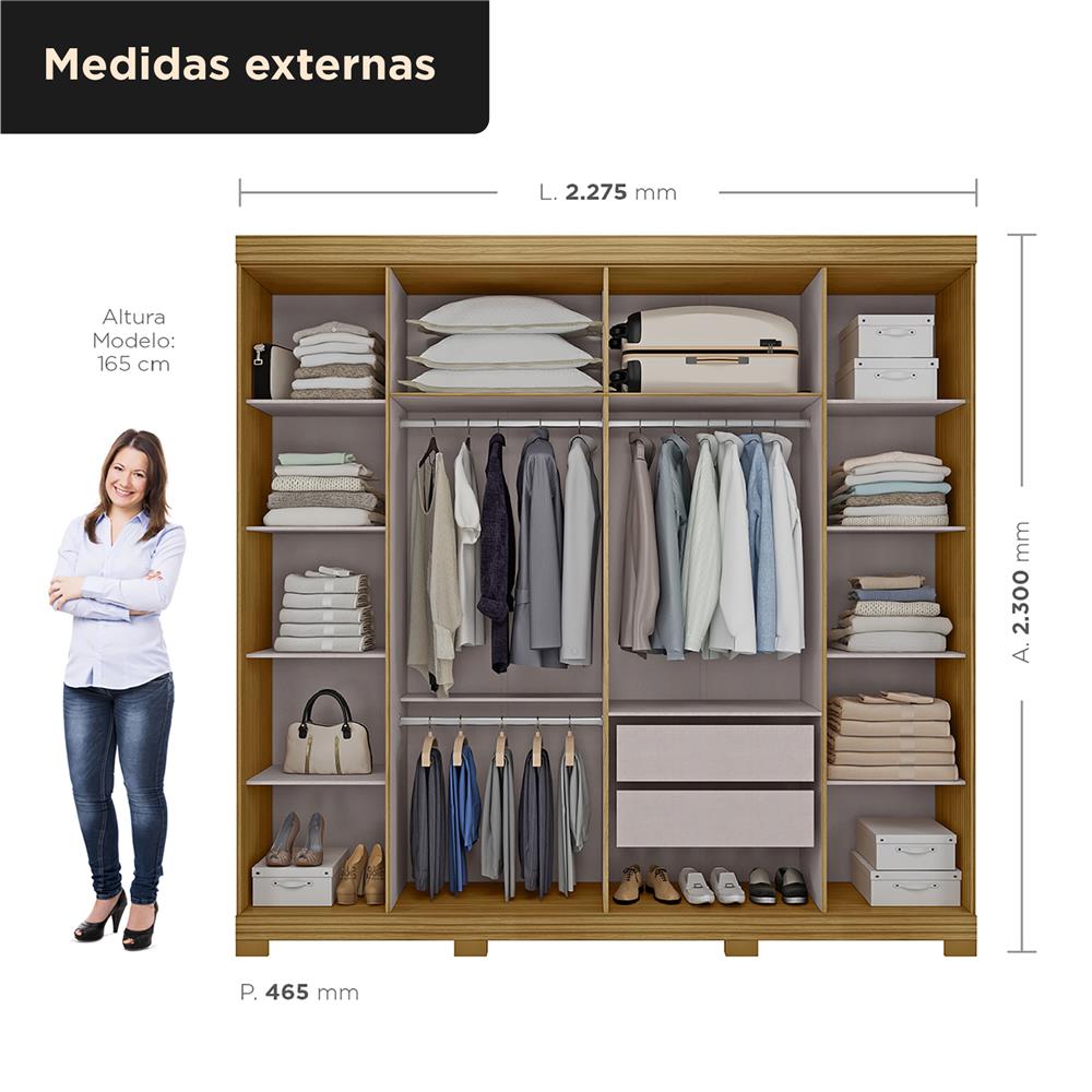 Guarda-roupa grande para casal 6 portas 2 gavetas com espelho Bogotá - com espelho - marrocos / off-white RG074.E 