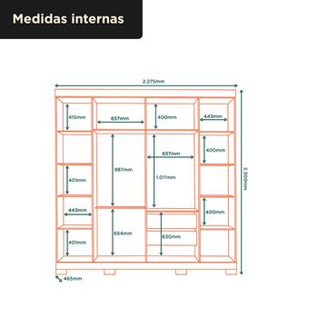 Guarda-roupa grande para casal 6 portas 2 gavetas com espelho Bogotá - com espelho - marrocos / off-white RG074.E 