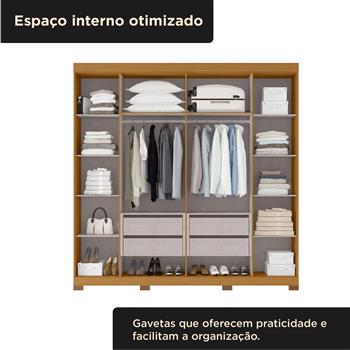 Guarda-roupa casal 6 portas e 4 gavetas Bogotá - com espelho - cinamomo / off-white RG074.NE 