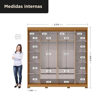 Guarda-roupa casal 6 portas e 4 gavetas Bogotá - com espelho - cinamomo / off-white RG074.NE 