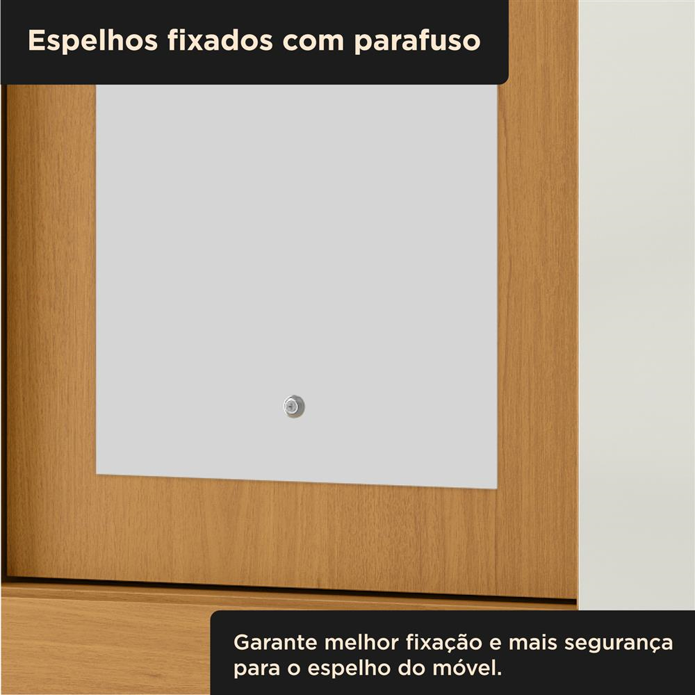 Guarda-roupa casal 6 portas e 4 gavetas Bogotá - com espelho - cinamomo / off-white RG074.NE 