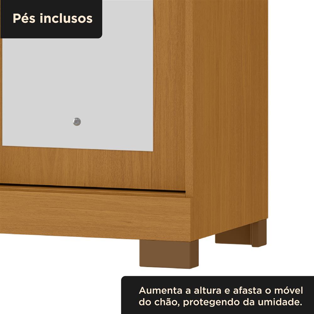 Guarda-roupa casal 6 portas e 4 gavetas Bogotá - com espelho - cinamomo / off-white RG074.NE 