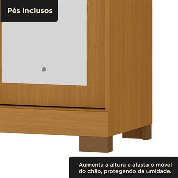 Guarda-roupa casal 6 portas e 4 gavetas Bogotá - com espelho - cinamomo / off-white RG074.NE 