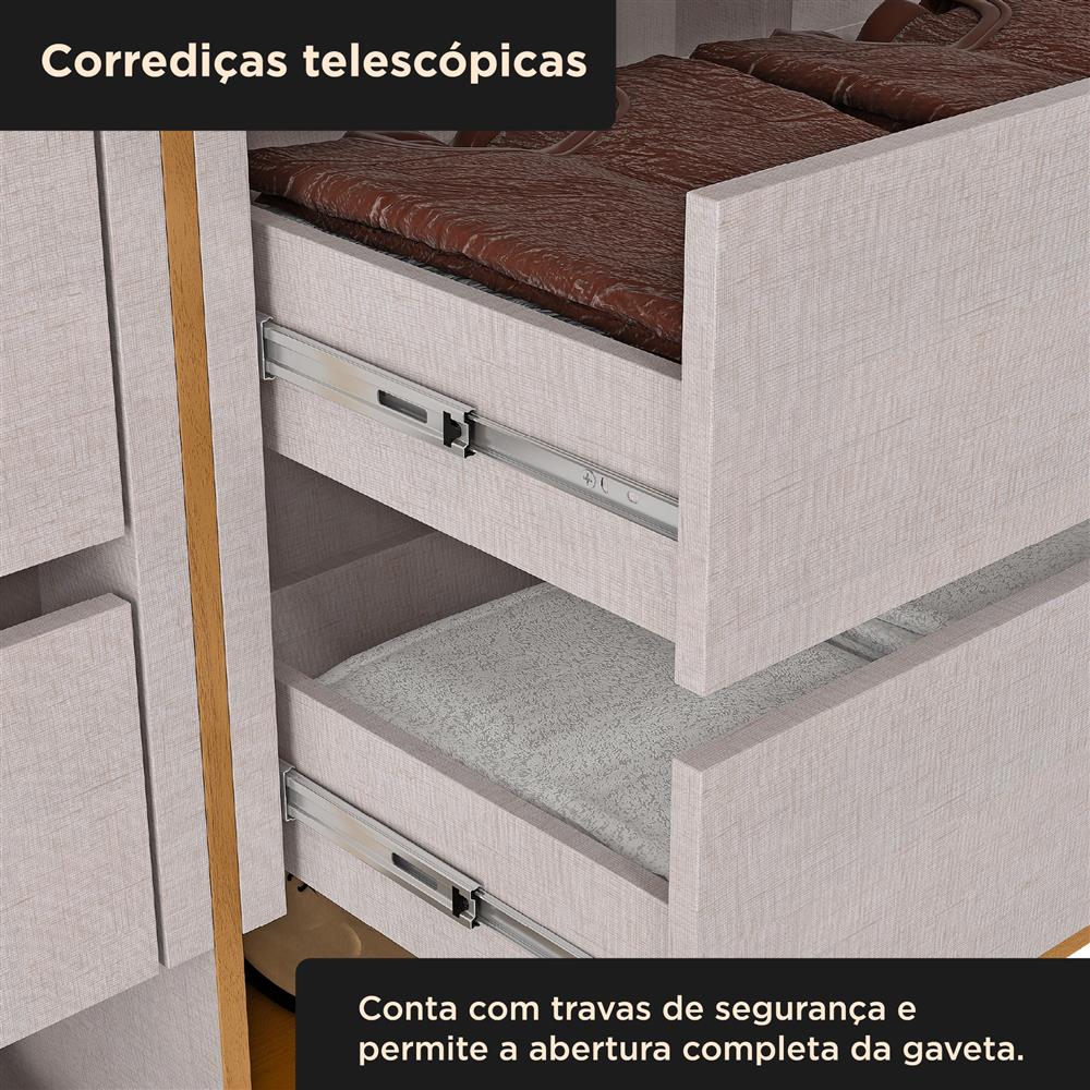 Guarda-roupa casal 6 portas e 4 gavetas Bogotá - com espelho - cinamomo / off-white RG074.NE 