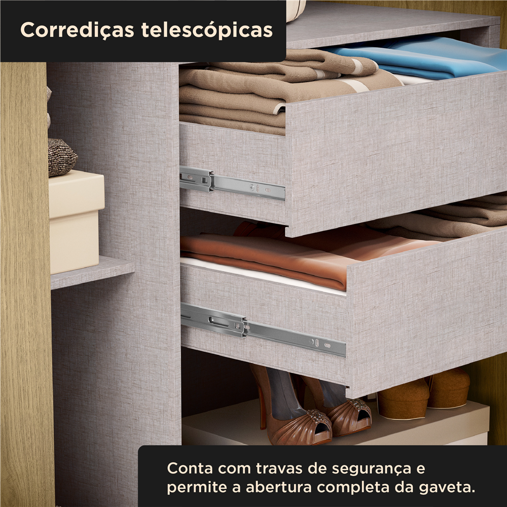 Guarda-roupa grande para casal 100% MDF 2 portas de correr 4 gavetas Trípoli - castanho / castanho usinado  RD033  