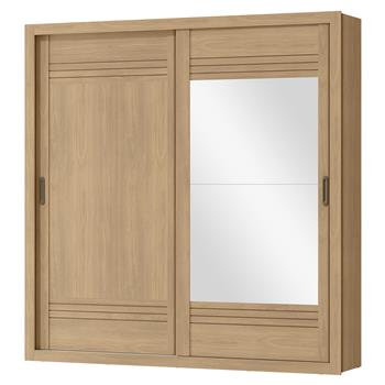 Guarda-roupa grande para casal 100% MDF 2 portas de correr 4 gavetas Trípoli - com espelho - castanho / castanho usinado  RD033.E 