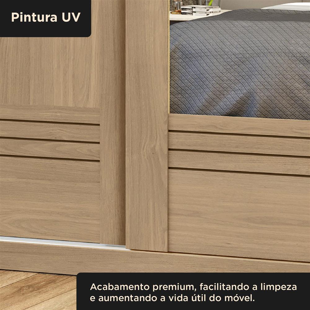 Guarda-roupa grande para casal 100% MDF 2 portas de correr 4 gavetas Trípoli - com espelho - castanho / castanho usinado  RD033.E 