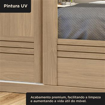 Guarda-roupa grande para casal 100% MDF 2 portas de correr 4 gavetas Trípoli - com espelho - castanho / castanho usinado  RD033.E 