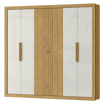 Guarda-roupa grande para casal 100% MDF 6 portas 3 gavetas Montecarlo - marrocos / off-white  RG129  