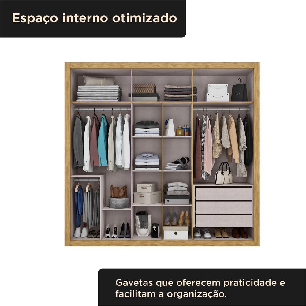 Guarda-roupa grande para casal 100% MDF 6 portas 3 gavetas Montecarlo - marrocos / off-white  RG129  