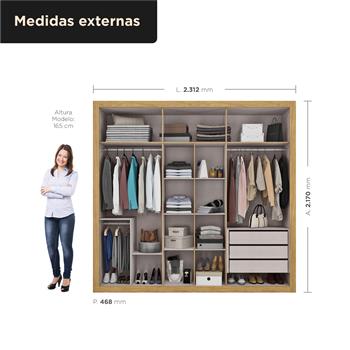 Guarda-roupa grande para casal 100% MDF 6 portas 3 gavetas Montecarlo - marrocos / off-white  RG129  