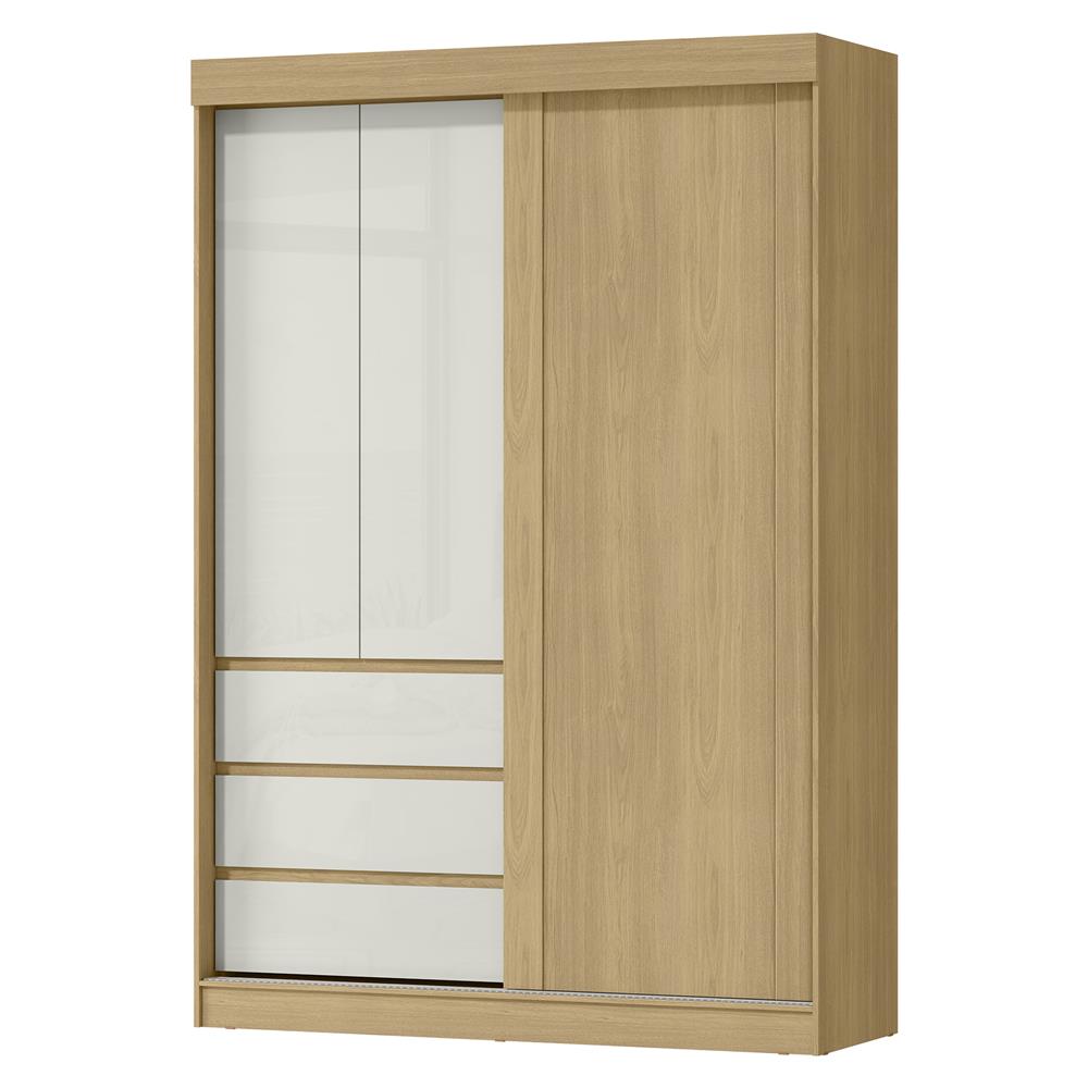 Guarda-roupa grande 100% MDF 3 portas 3 gavetas Bagdá - castanho / off-white  RD032 
