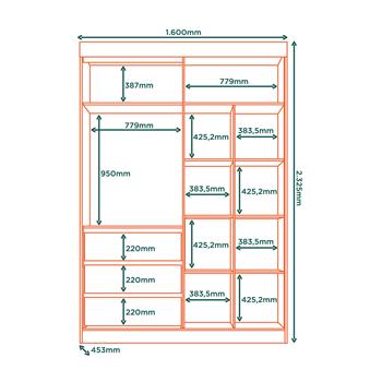Guarda-roupa grande 100% MDF 3 portas 3 gavetas Bagdá - com espelho - castanho / off-white  RD032.E 
